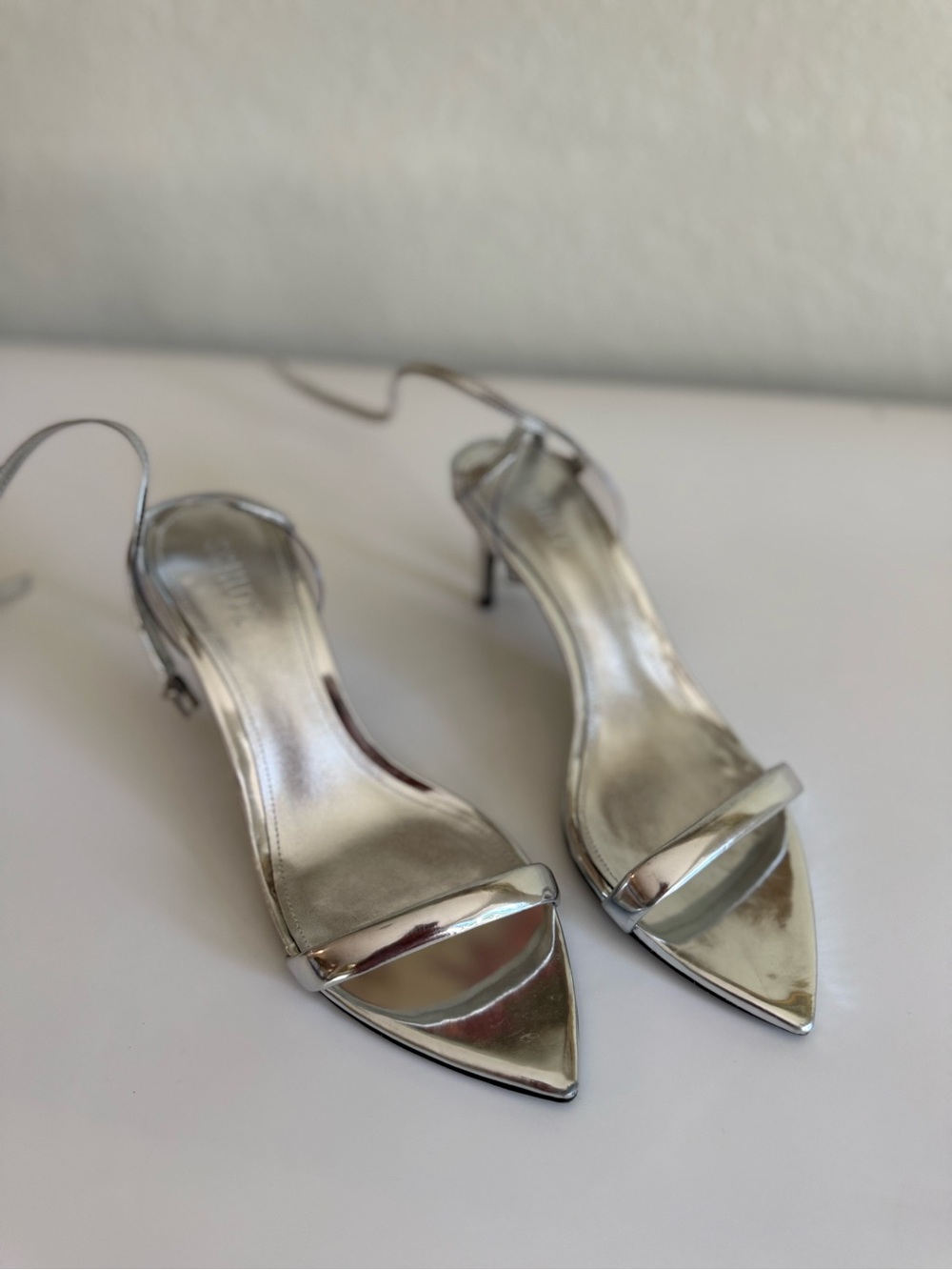 SCHUTZ Metallic Silver Pointed Heels